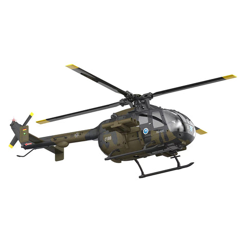 C180 1/25 Scale RC Helicopter 2.4G 6CH Single Rotor Flybarless, Barometer + TOF LiDAR Altitude Hold, Optical Flow Positioning, One-Key Inverted Flight & Takeoff/Landing, with Missile Rack (RTF Version)