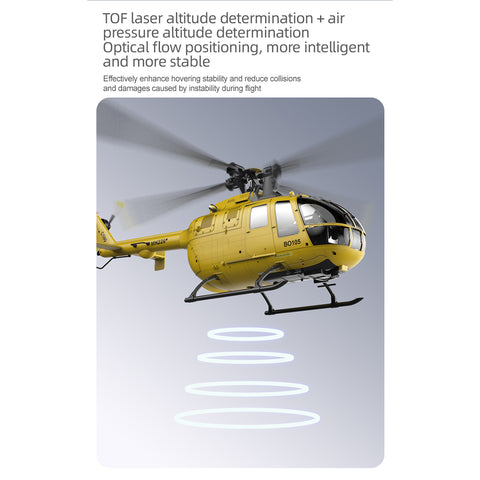 C180 1/25 Scale RC Helicopter 2.4G 6CH Single Rotor Flybarless, Barometer + TOF LiDAR Altitude Hold, Optical Flow Positioning, One-Key Inverted Flight & Takeoff/Landing, with Missile Rack (RTF Version)