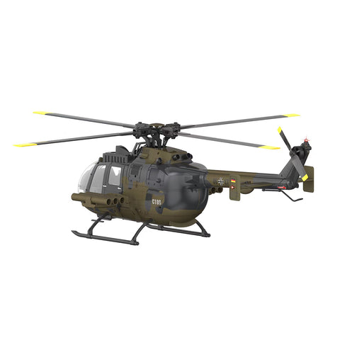 C180 1/25 Scale RC Helicopter 2.4G 6CH Single Rotor Flybarless, Barometer + TOF LiDAR Altitude Hold, Optical Flow Positioning, One-Key Inverted Flight & Takeoff/Landing, with Missile Rack (RTF Version)