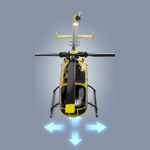 C180 1/25 Scale RC Helicopter 2.4G 6CH Single Rotor Flybarless, Barometer + TOF LiDAR Altitude Hold, Optical Flow Positioning, One-Key Inverted Flight & Takeoff/Landing, with Missile Rack (RTF Version)