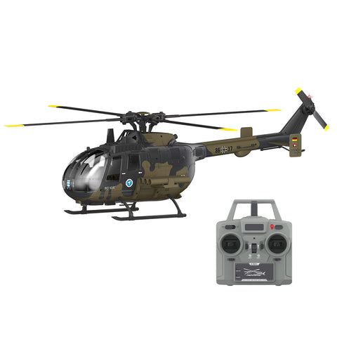 C180 1/25 Scale RC Helicopter 2.4G 6CH Single Rotor Flybarless, Barometer + TOF LiDAR Altitude Hold, Optical Flow Positioning, One-Key Inverted Flight & Takeoff/Landing, with Missile Rack (RTF Version)