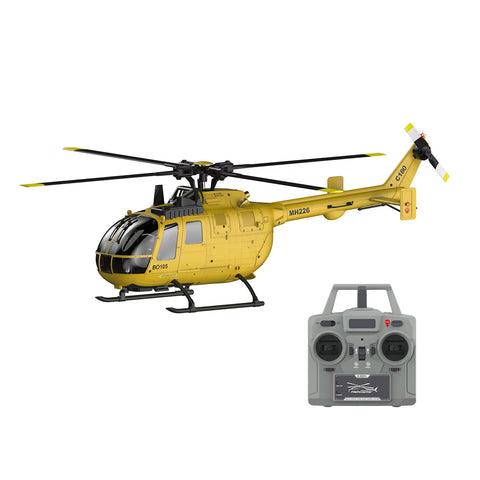 C180 1/25 Scale RC Helicopter 2.4G 6CH Single Rotor Flybarless, Barometer + TOF LiDAR Altitude Hold, Optical Flow Positioning, One-Key Inverted Flight & Takeoff/Landing, with Missile Rack (RTF Version)