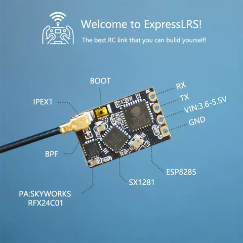 ELRS 2.4GHz Receiver, CRSF Protocol, Firmware v3.3.0