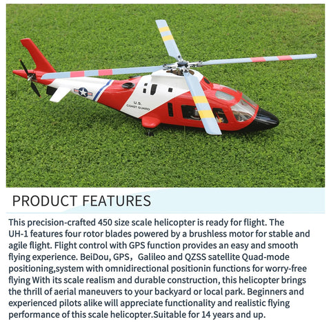 FL500 A109 500-Class 2.4G 6CH Scale RC Helicopter Model with FLISHRC L7 Flight Controller and 4-Mode Positioning GPS