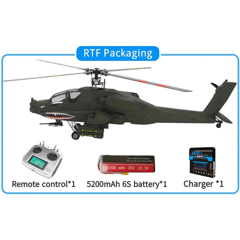 FL500 AH-64 Apache 500-Class Scale RC Helicopter with FLISHRC L7 Flight Controller & 4-Mode GPS Positioning (RTF)