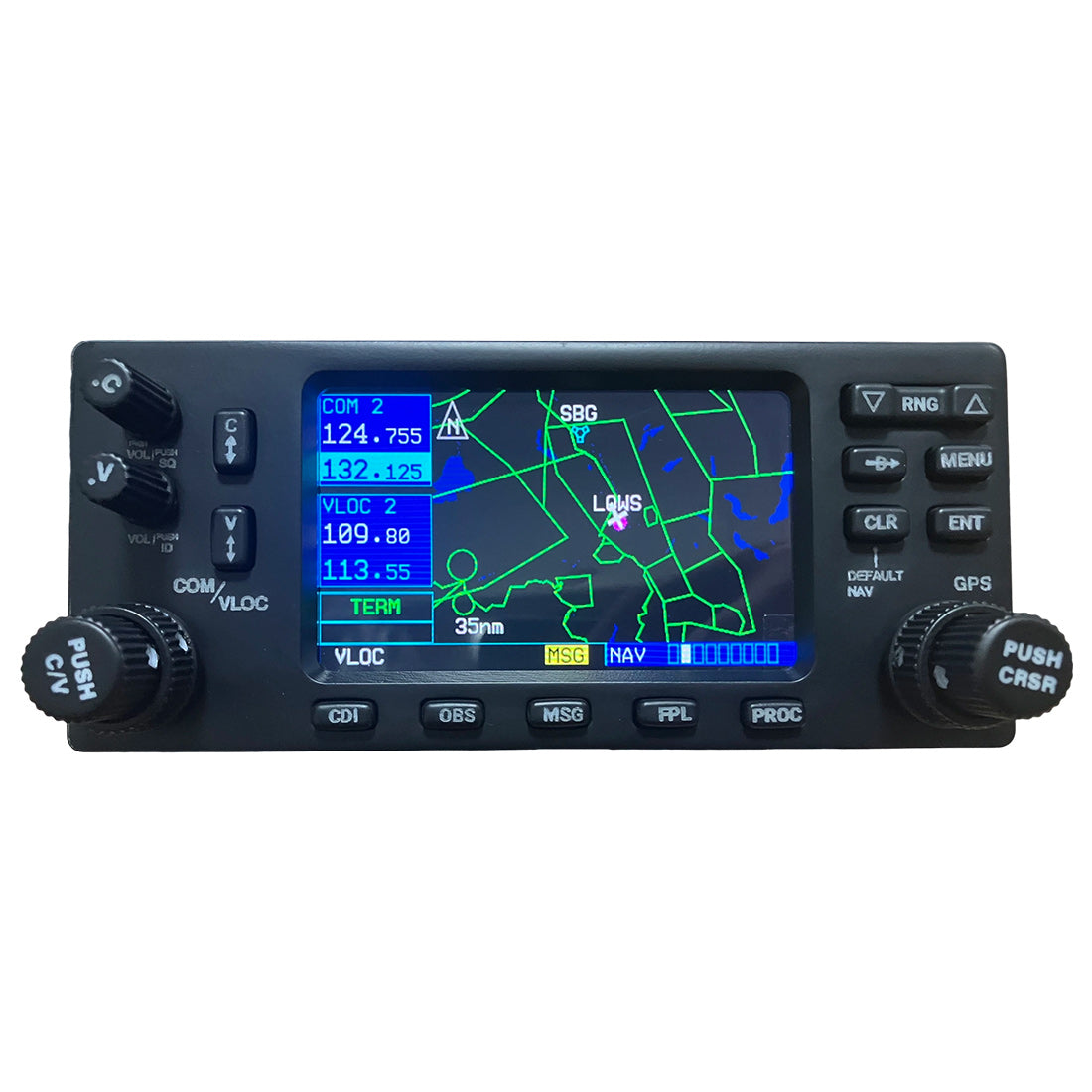 GNS-430 Style GPS Avionics Panel, CNC Resin Finish with 4" Display, Dual Encoder Controls, Flight Simulator Hardware for MSFS 2024/2020 & X-Plane 12