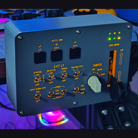 1/1 Scale Backlit Landing Gear and Lights Control Panel for MSFS2020, Windows PC - Compatible with FENIX32x