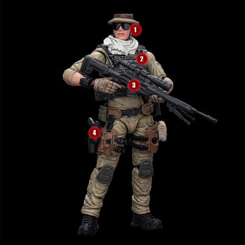 1/18 Scale Articulated Speicial Forces Soldier Figure,Compatible with 500-Class RC Helicopter