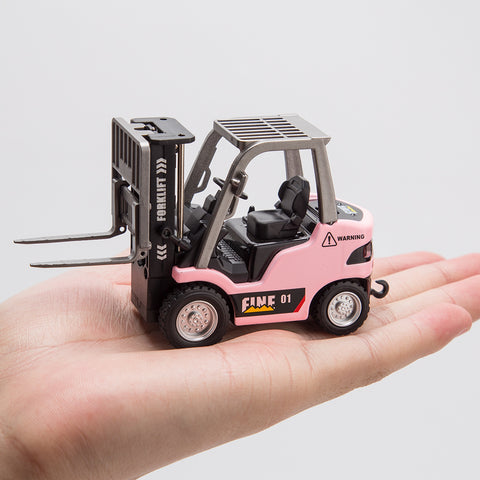 1/64 Scale 2.4G Mini Alloy RC Forklift Truck with Wireless Controller, Cargo Hook, Forks and Pallet