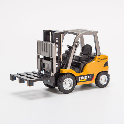 1/64 Scale 2.4G Mini Alloy RC Forklift Truck with Wireless Controller, Cargo Hook, Forks and Pallet