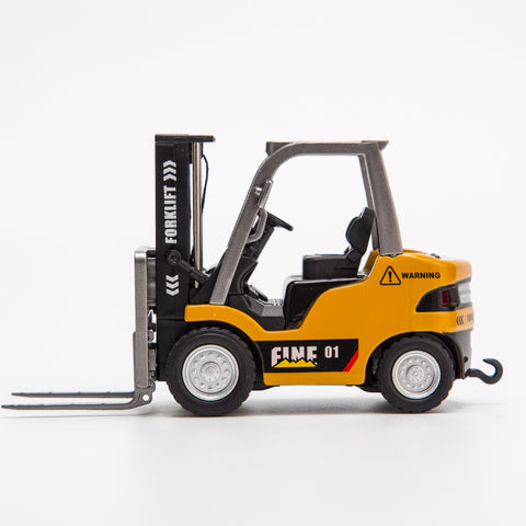 1/64 Scale 2.4G Mini Alloy RC Forklift Truck with Wireless Controller, Cargo Hook, Forks and Pallet