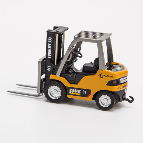 1/64 Scale 2.4G Mini Alloy RC Forklift Truck with Wireless Controller, Cargo Hook, Forks and Pallet