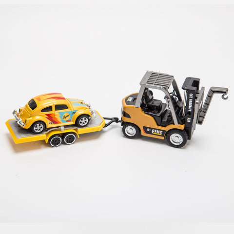 1/64 Scale 2.4G Mini Alloy RC Forklift Truck with Wireless Controller, Cargo Hook, Forks and Pallet