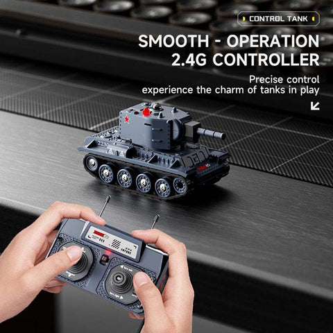 1/64 Scale 2.4G Mini RC Battle Tank Model with Infrared Combat Mode, Rotating Turret and Track Drive