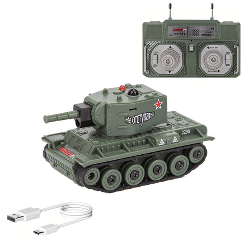 1/64 Scale 2.4G Mini RC Battle Tank Model with Infrared Combat Mode, Rotating Turret and Track Drive