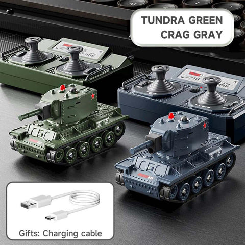 1/64 Scale 2.4G Mini RC Battle Tank Model with Infrared Combat Mode, Rotating Turret and Track Drive