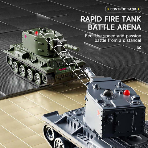 1/64 Scale 2.4G Mini RC Battle Tank Model with Infrared Combat Mode, Rotating Turret and Track Drive