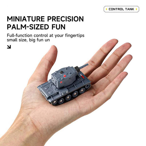 1/64 Scale 2.4G Mini RC Battle Tank Model with Infrared Combat Mode, Rotating Turret and Track Drive