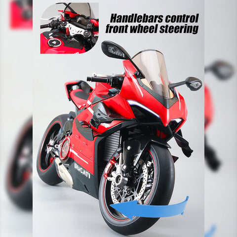 1/7 Scale Alloy Dynamic Motorcycle Model - V4 Edition with Ignition System & Smoke Spray