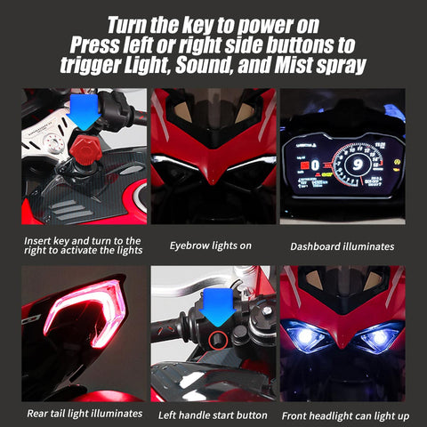 1/7 Scale Alloy Dynamic Motorcycle Model - V4 Edition with Ignition System & Smoke Spray