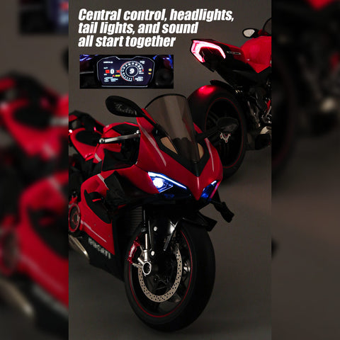 1/7 Scale Alloy Dynamic Motorcycle Model - V4 Edition with Ignition System & Smoke Spray