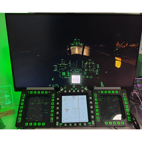 5-Inch 2K 24-Key Fighter Jet MFD-Panel for PC Flight Sims, Compatible with JF-17, F/A-18, F16