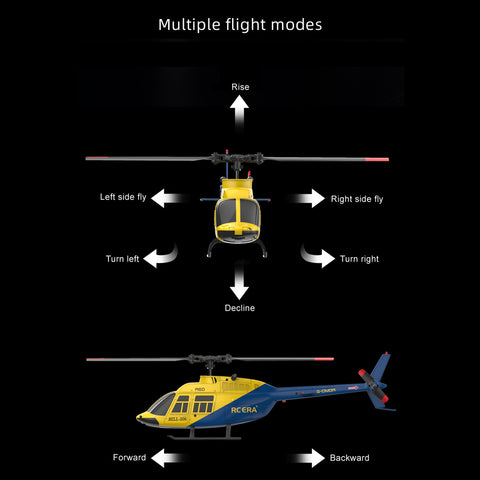 RC ERA A60 1/42 Scale BELL206 90-Class 2.4G 4CH Mini RC Helicopter Model with Optical Flow Altitude Hold (RTF Version)