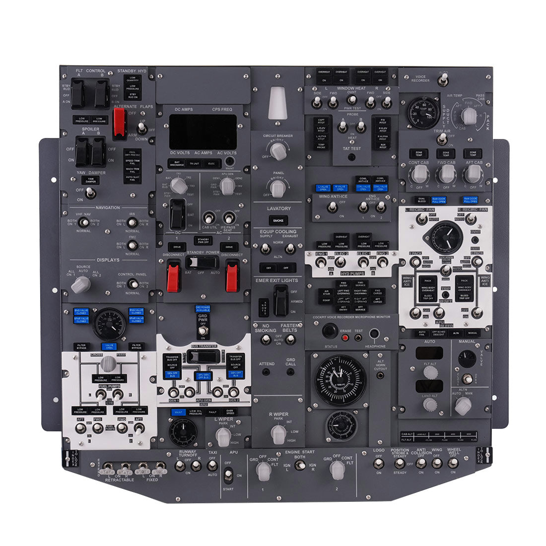 B737-800 1:1 Front Overhead Panel for X-Plane 11/12, Compatible with Zibo&PMDG737 Model, Metal Frame with Acrylic Panel