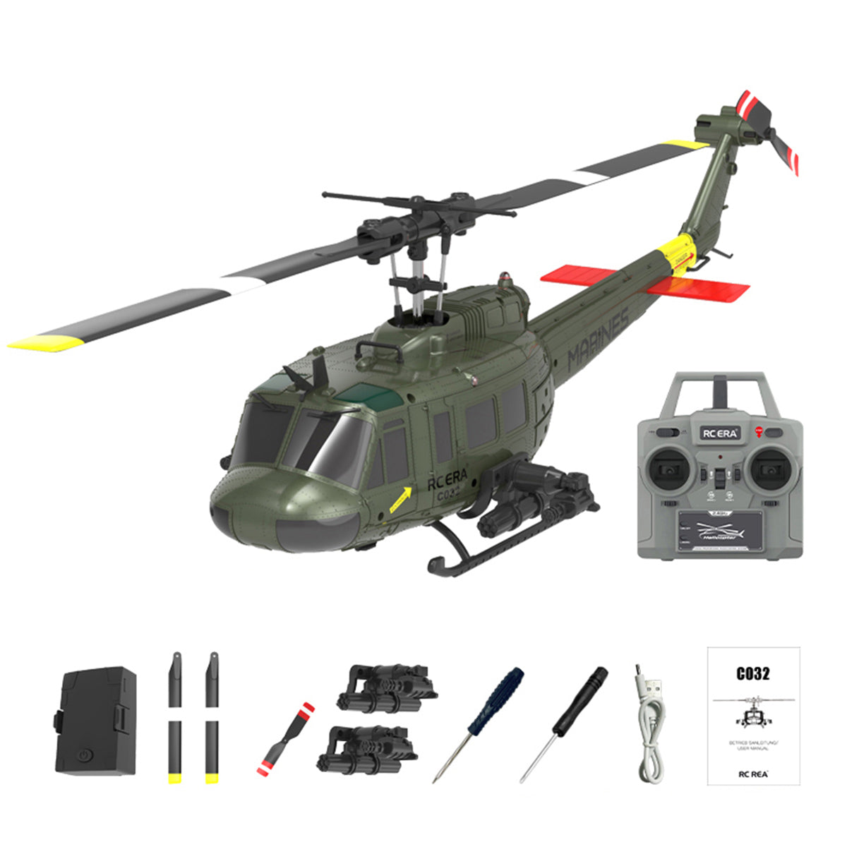 RC ERA C032 1/48 Scale UH-1 Huey 2.4G 6CH Flybarless RC Helicopter - RTF