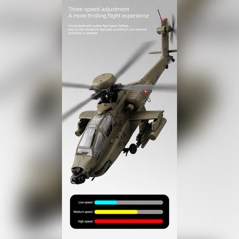 C170 1/48 Scale AH-64D 2.4G 6CH RC Helicopter, Flybarless Military Helicopter with Optical Flow Positioning, TOF & Altitude Hold, One-Key Inverted Flight, Brushless Motor (RTF Version)
