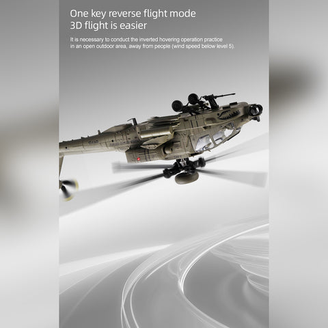 C170 1/48 Scale AH-64D 2.4G 6CH RC Helicopter, Flybarless Military Helicopter with Optical Flow Positioning, TOF & Altitude Hold, One-Key Inverted Flight, Brushless Motor (RTF Version)