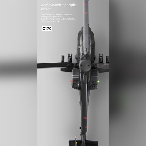 C170 1/48 Scale AH-64D 2.4G 6CH RC Helicopter, Flybarless Military Helicopter with Optical Flow Positioning, TOF & Altitude Hold, One-Key Inverted Flight, Brushless Motor (RTF Version)