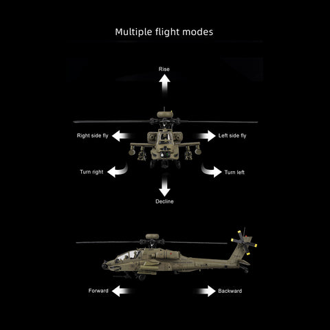 C170 1/48 Scale AH-64D 2.4G 6CH RC Helicopter, Flybarless Military Helicopter with Optical Flow Positioning, TOF & Altitude Hold, One-Key Inverted Flight, Brushless Motor (RTF Version)