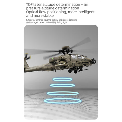 C170 1/48 Scale AH-64D 2.4G 6CH RC Helicopter, Flybarless Military Helicopter with Optical Flow Positioning, TOF & Altitude Hold, One-Key Inverted Flight, Brushless Motor (RTF Version)