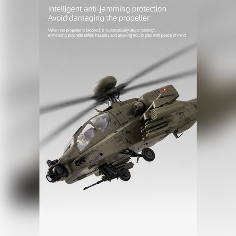 C170 1/48 Scale AH-64D 2.4G 6CH RC Helicopter, Flybarless Military Helicopter with Optical Flow Positioning, TOF & Altitude Hold, One-Key Inverted Flight, Brushless Motor (RTF Version)