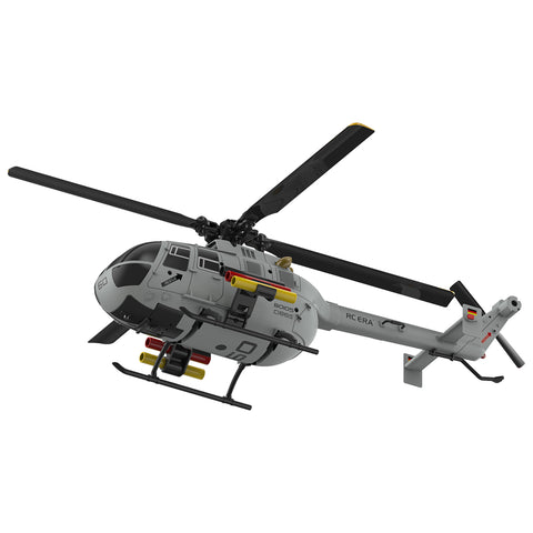 C186S BO105 1/48 Scale 2.4G 6CH Single-Rotor Flybarless Realistic Intelligent RC Helicopter Model with Barometric Altitude Hold, Optical Flow Positioning, One-Key TOL & Missile Mounting Rack (RTF/Grey)