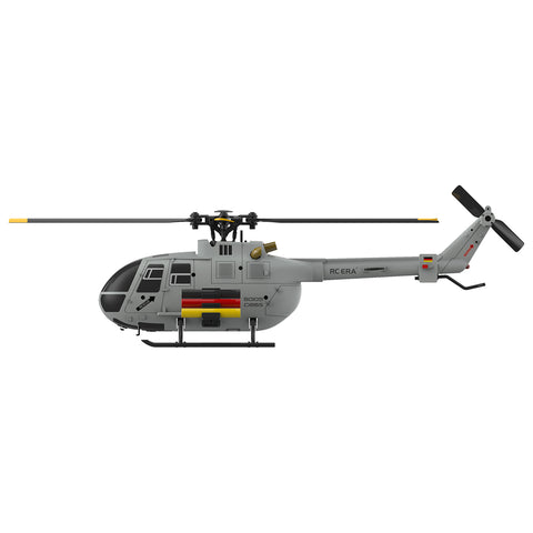 C186S BO105 1/48 Scale 2.4G 6CH Single-Rotor Flybarless Realistic Intelligent RC Helicopter Model with Barometric Altitude Hold, Optical Flow Positioning, One-Key TOL & Missile Mounting Rack (RTF/Grey)