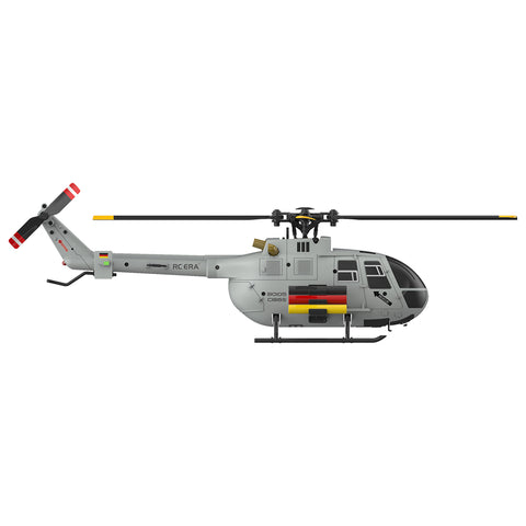 C186S BO105 1/48 Scale 2.4G 6CH Single-Rotor Flybarless Realistic Intelligent RC Helicopter Model with Barometric Altitude Hold, Optical Flow Positioning, One-Key TOL & Missile Mounting Rack (RTF/Grey)