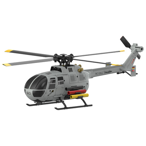 C186S BO105 1/48 Scale 2.4G 6CH Single-Rotor Flybarless Realistic Intelligent RC Helicopter Model with Barometric Altitude Hold, Optical Flow Positioning, One-Key TOL & Missile Mounting Rack (RTF/Grey)
