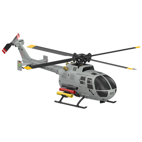 C186S BO105 1/48 Scale 2.4G 6CH Single-Rotor Flybarless Realistic Intelligent RC Helicopter Model with Barometric Altitude Hold, Optical Flow Positioning, One-Key TOL & Missile Mounting Rack (RTF/Grey)