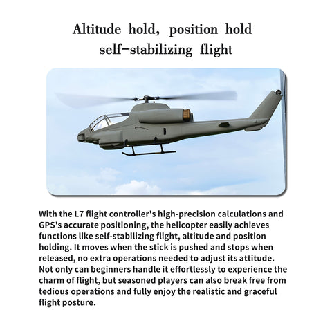 FL500 AH-1 500-Class 2.4G 6CH Scale RC Helicopter Model with FLISHRC L7 Flight Controller, 4-Mode Positioning GPS, Realistic Cockpit (RTF Version)