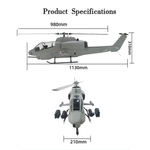 FL500 AH-1 500-Class 2.4G 6CH Scale RC Helicopter Model with FLISHRC L7 Flight Controller, 4-Mode Positioning GPS, Realistic Cockpit (RTF Version)