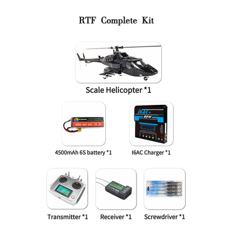 FL500 Air-wolf Pro 500-Class 2.4G 6CH Scale RC Helicopter Model with FLISHRC L7 Flight Controller, 4-Mode Positioning GPS (RTF Version)