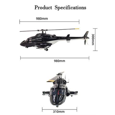 FL500 Air-wolf Pro 500-Class 2.4G 6CH Scale RC Helicopter Model with FLISHRC L7 Flight Controller, 4-Mode Positioning GPS (RTF Version)
