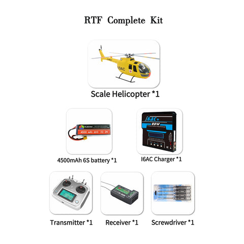 FL500 BO105 500-Class 2.4G 6CH Scale RC Helicopter Model with FLISHRC L7 Flight Controller, 4-Mode Positioning GPS, Realistic Cockpit(TRF Version)