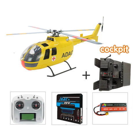 FL500 BO105 500-Class 2.4G 6CH Scale RC Helicopter Model with FLISHRC L7 Flight Controller, 4-Mode Positioning GPS, Realistic Cockpit(TRF Version)