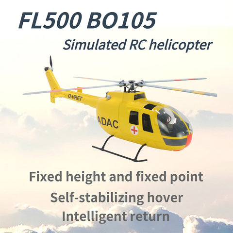 FL500 BO105 500-Class 2.4G 6CH Scale RC Helicopter Model with FLISHRC L7 Flight Controller, 4-Mode Positioning GPS, Realistic Cockpit(TRF Version)
