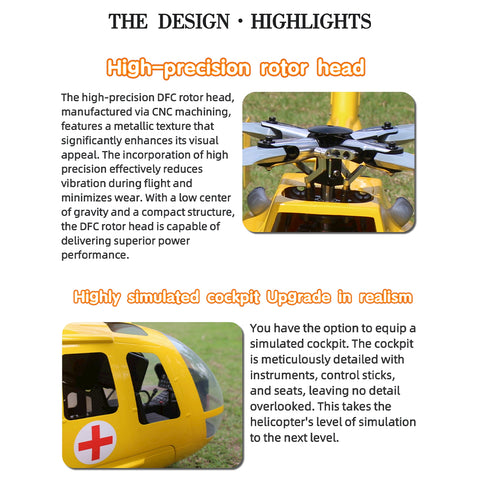 FL500 BO105 500-Class 2.4G 6CH Scale RC Helicopter Model with FLISHRC L7 Flight Controller, 4-Mode Positioning GPS, Realistic Cockpit(TRF Version)