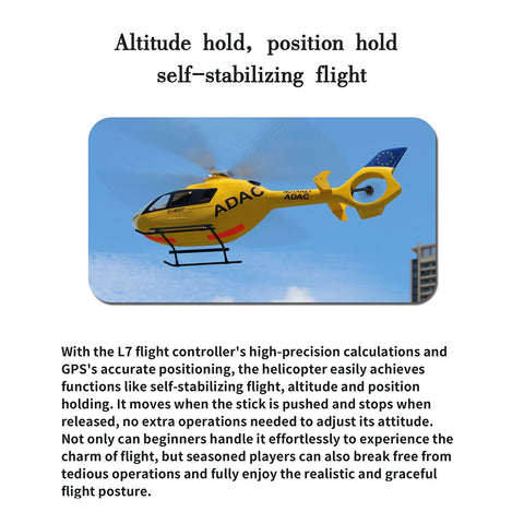 FL500 EC135 500-Class 2.4G 6CH Scale RC Helicopter with FLISHRC L7 Flight Controller and 4-Mode Positioning GPS(RTF Version)