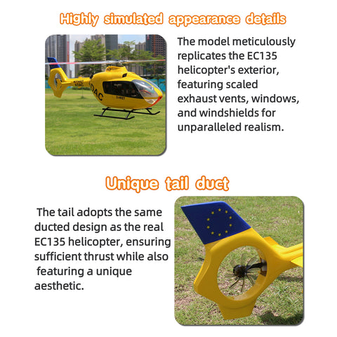 FL500 EC135 500-Class 2.4G 6CH Scale RC Helicopter with FLISHRC L7 Flight Controller and 4-Mode Positioning GPS(RTF Version)